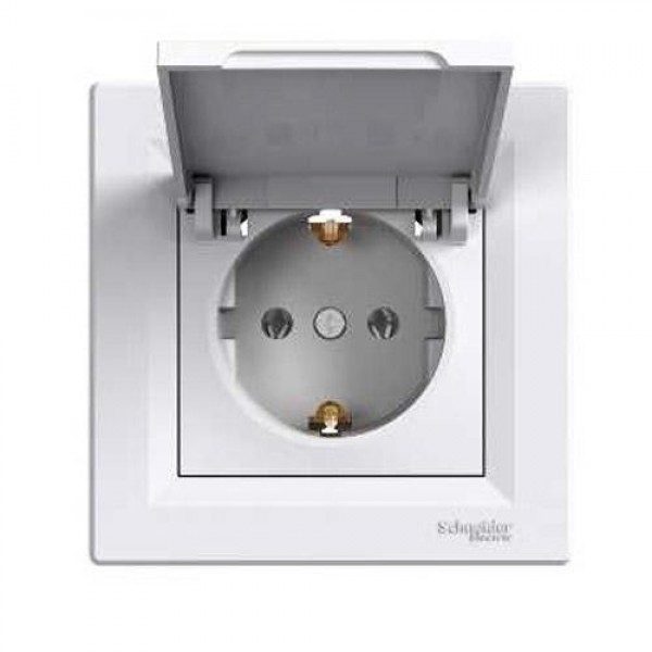 Priza 2P+E cu capac Schneider (Alb) EPH3100121 Asfora